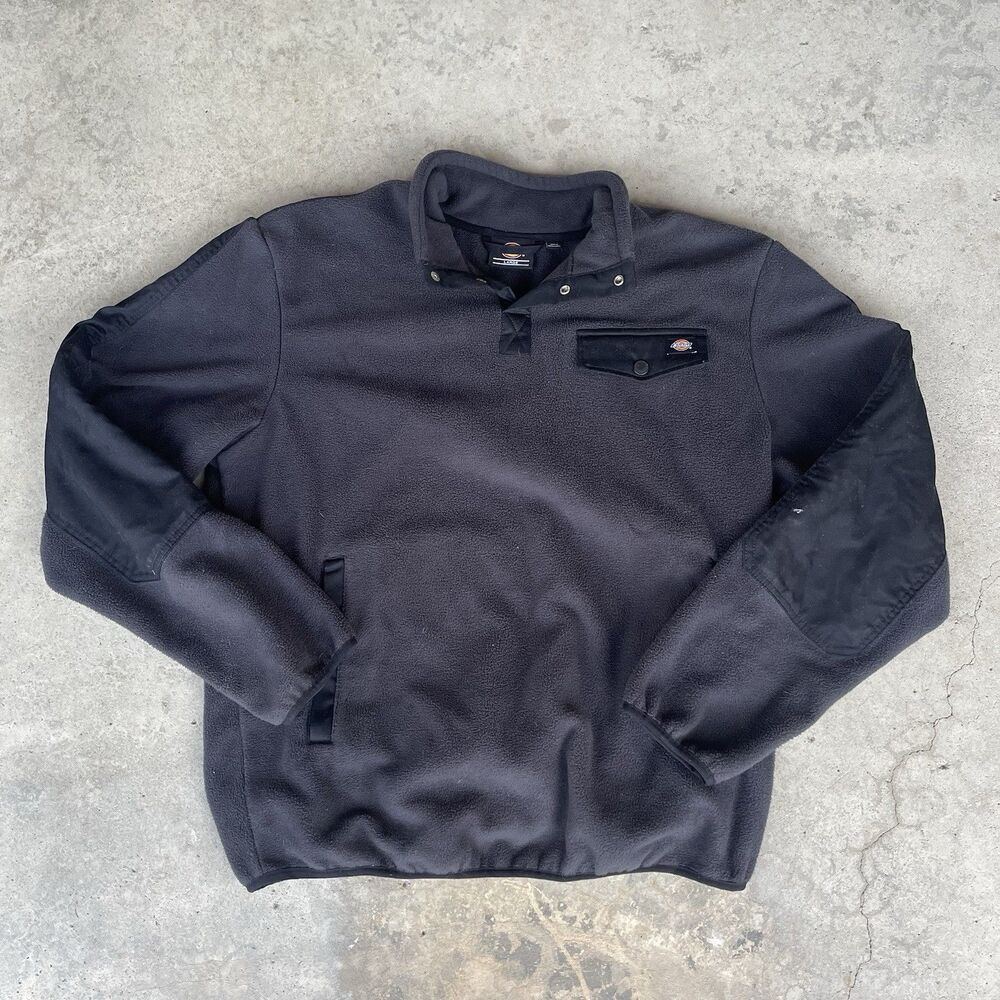 Black Dickies Fleece Size Large with Front Pocket Quarter Zip Long Sleeve